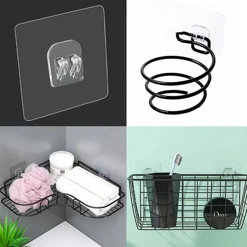 1–60 Stück Klebehaken, transparent, für Zuhause, Acryl, starke selbstklebende Haken, Badezimmer, Küche, Klaue, Schnalle, Aufhänger, Wandbehang, Regal