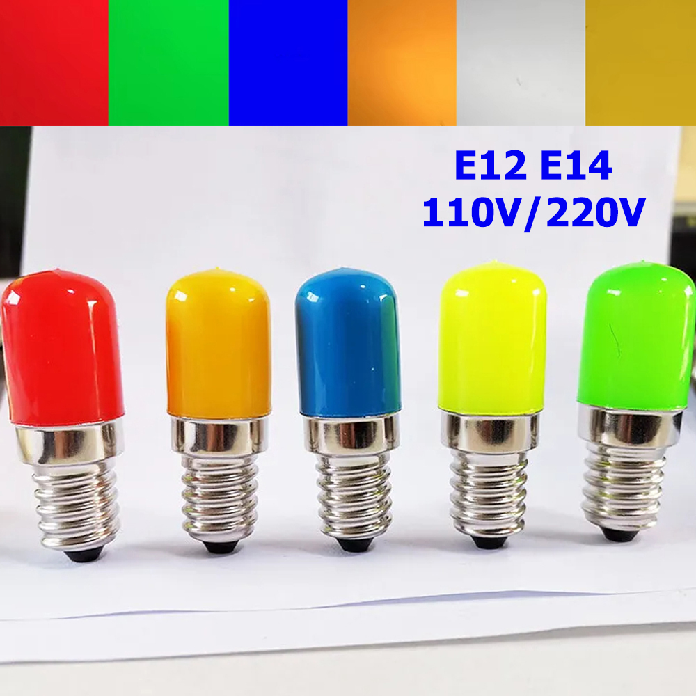2w led-pærer til kjøleskap,  e14 e12 røde, gule, blågrønne indikatorlamper, 220v lys til kjøleskap/fryser erstatter 20w halogenpærer