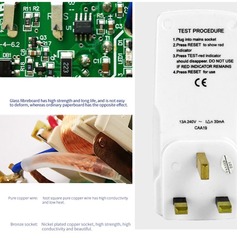 UK 13A Converter Socket Safety Smart Home Circuit Breaker Cutout Plug Adapter 63HF