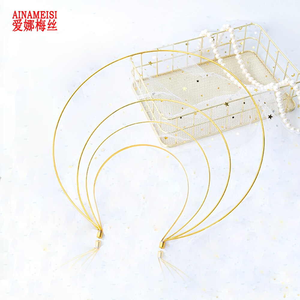 AINAMEISI 4 colors Unique Big Hairbands Hair Accessories Simple 4 Layer Metal Crown Bridal Tiaras Party Hair Jewelry