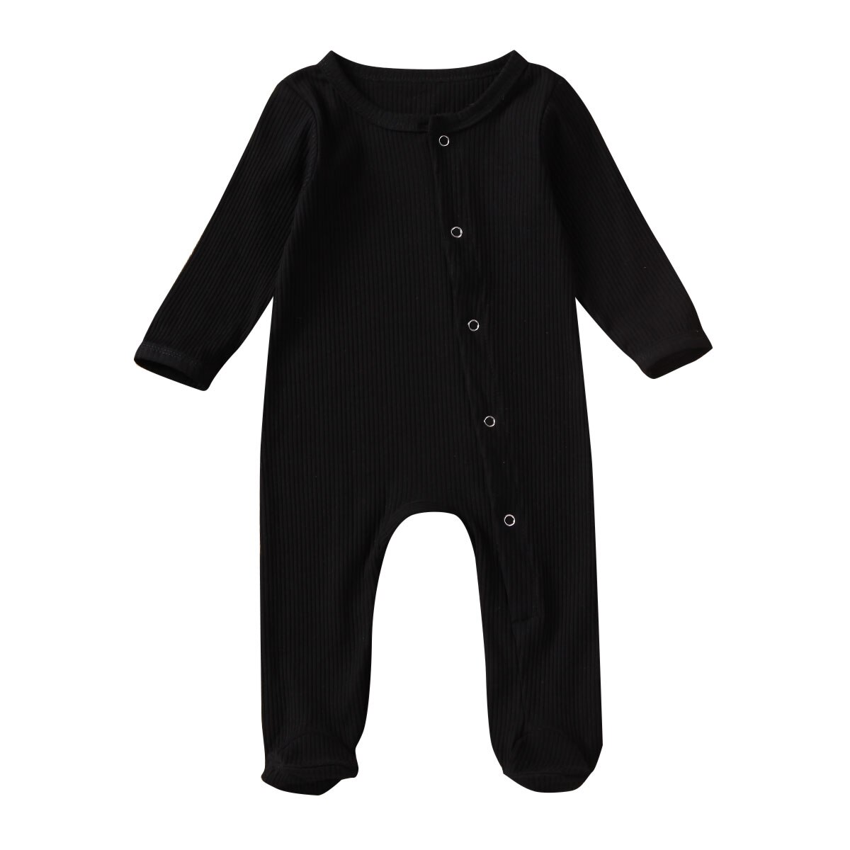Pudcoco nyfødt spædbarn baby dreng pige footies playsuit bukser outfit blødt bomuld lange ærmer 0-6m jumpsuit mærke: Sort / 6m