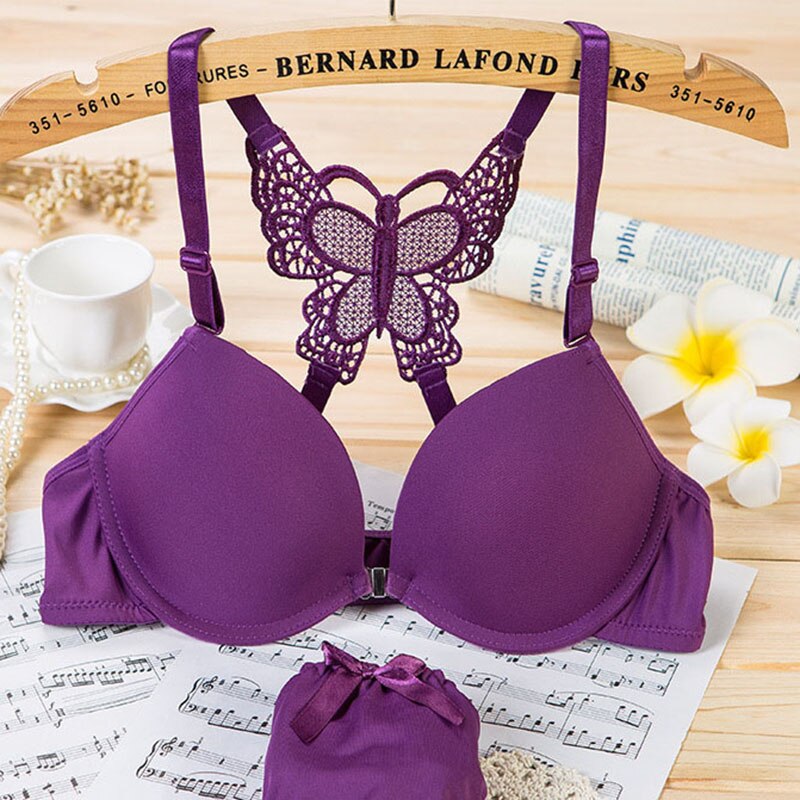 Sexy sous-vêtements été nouvelle dentelle papillon beauté dos boucle soutien-gorge costume fille Sexy pas de Trace de bague en acier rassembler des sous-vêtements