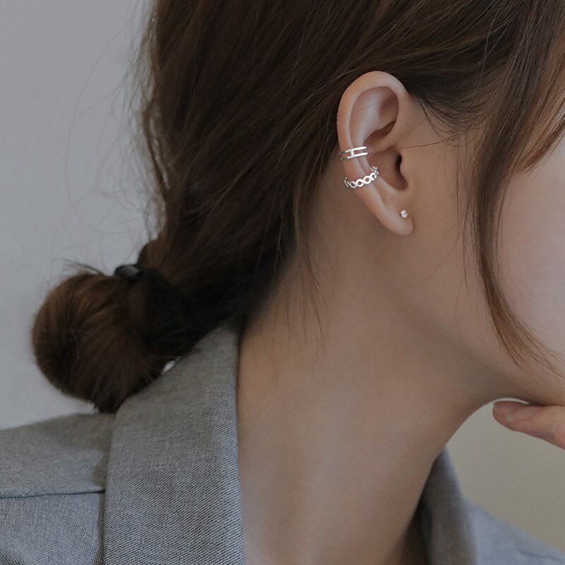 A Girl' 1 Piece Metal Ear Cuff Clip Cross Clip On Piercing Earrings for women Korea Jewelry Femme Cartilage Earcuffs