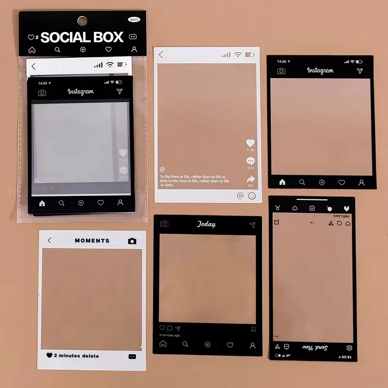 15 hojas de pegatinas de PET con marco de fotos Vintage, álbum DIY, pegatinas de película para fotos, diario, revista, etiquetas adhesivas decorativas: Gris oscuro