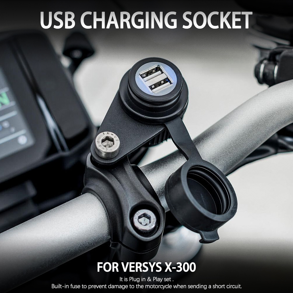 Versys X 300 Dual Usb Charger Socket Snel Opladen 12V Usb Outlet Waterdicht Voor Kawasaki Versys X-300 X300 motorfiets