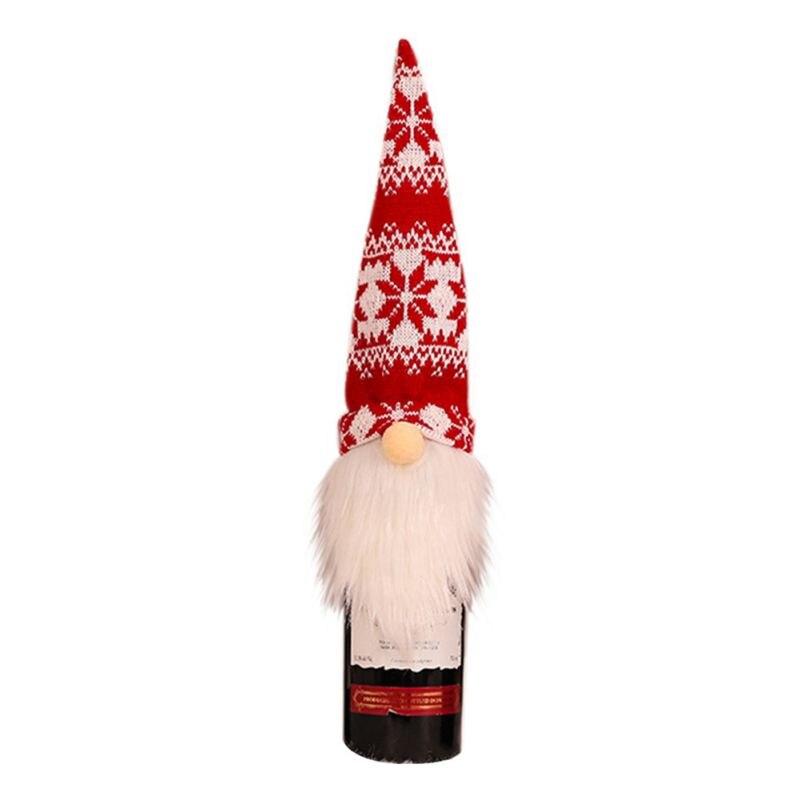 Kerst Faceless Ouderen Pop Wijn Fles Set Decor Forest Man Rode Wijn Zak Creatieve Champagne Set Zwart En Wit: Licht Geel