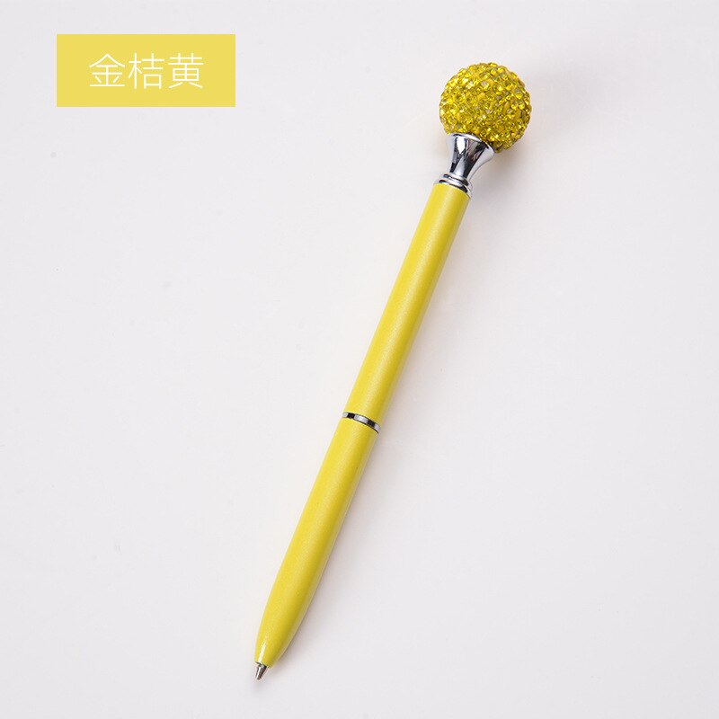Creativity metal Spinning Ballpoint Pen Luxury Diamond Ball Point Pen 1.0mm Ballpoint Pen Office School Writing Stationery: Yellow