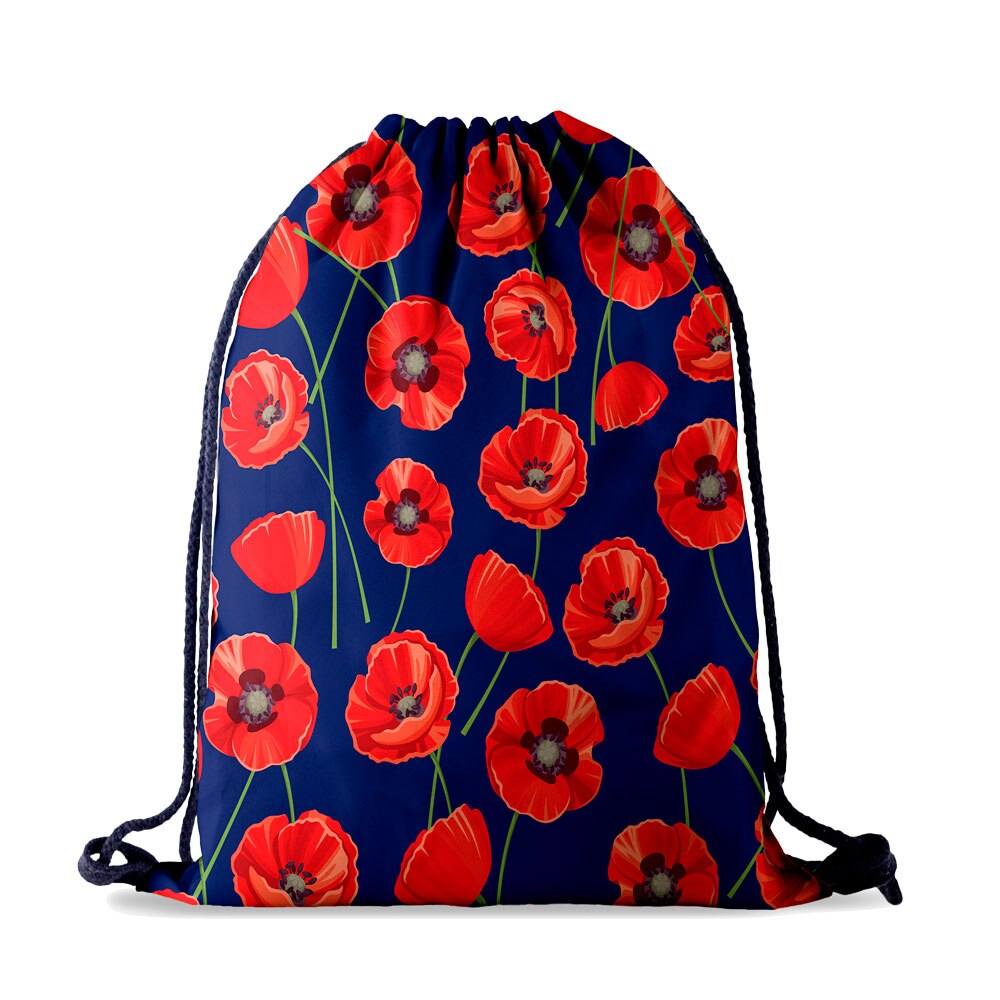 Quem se importa flor drawstring mochila feminina viagem à prova dwaterproof água simples natural 3d impressão para a menina desenhar sacos de corda moda: Default Title