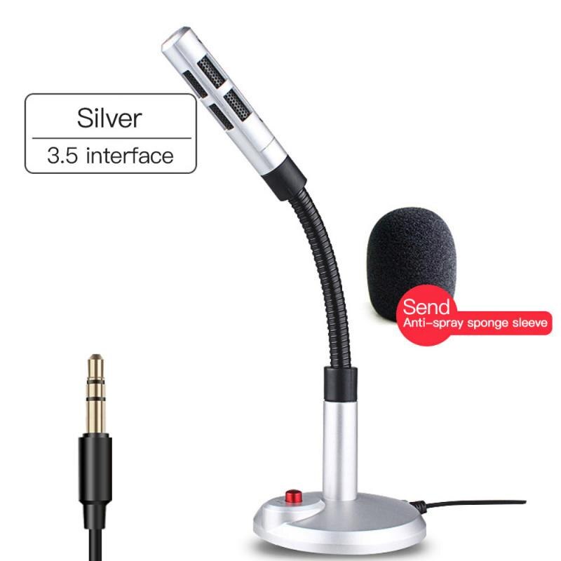 USB Portable Microphone Intelligent Noise Reduction 360° Rotate Computer Microphone For Desktop Computer Laptop Live Broadcast: F11 silver 3.5mm