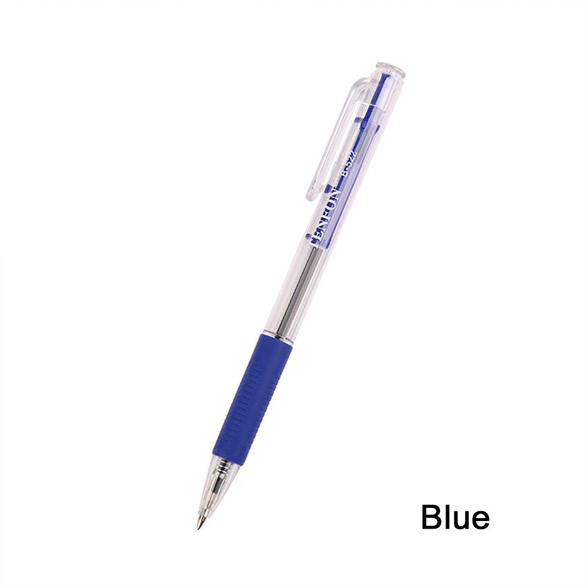 TENFON 1PC bolígrafo de plástico rojo azul y negro 3 colores bolígrafo de punta de bola transparente B-522: Blue
