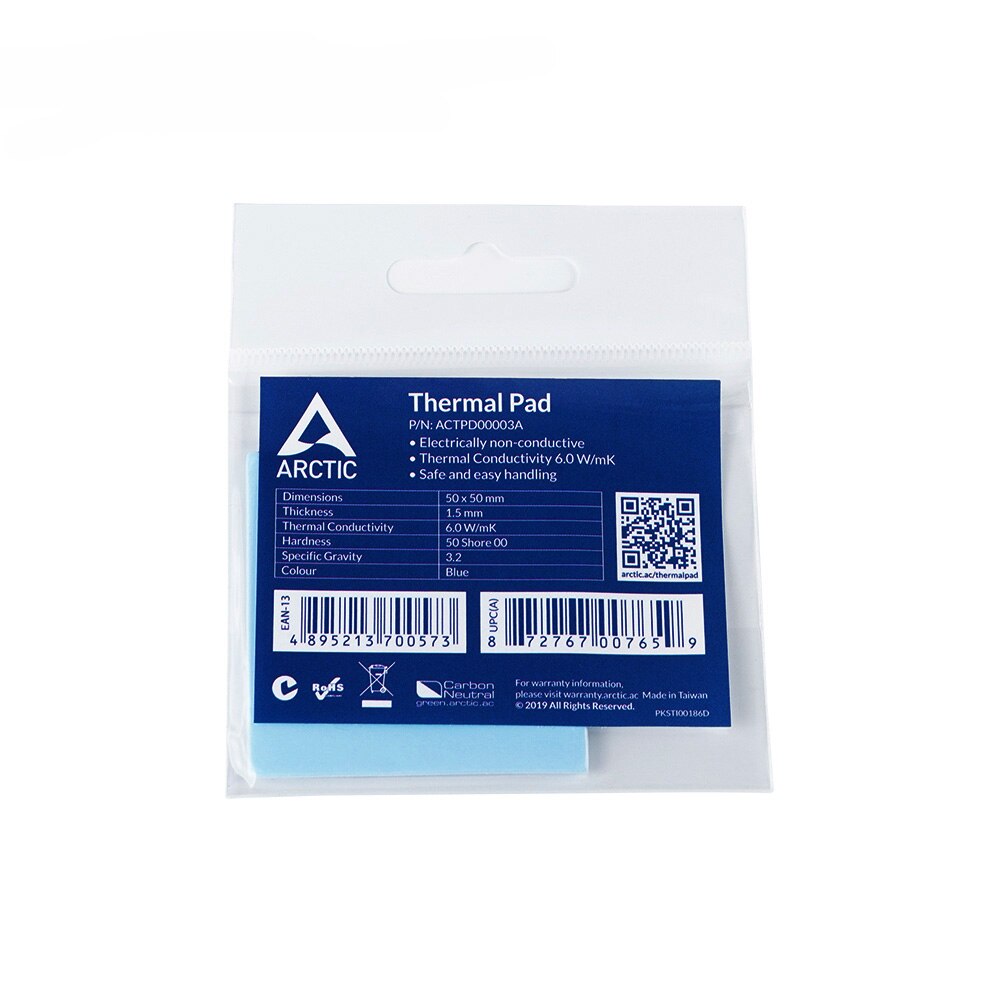 ARCTIC Thermal Pad 6.0 W/mK Conductivity 0.5mm 1.0mm 1.5mm Thickness High Efficient Thermal Mat 50x50mm