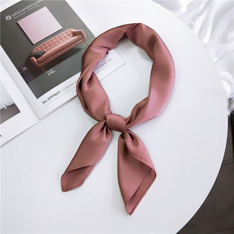 Écharpe en Satin pour femmes | Foulard cheveux kerchef, couleur unie, foulard cheveux, mouchoir, petites écharpes de cou, femmes 70cm, Scaves de bandeau pour dames: Dark Pink