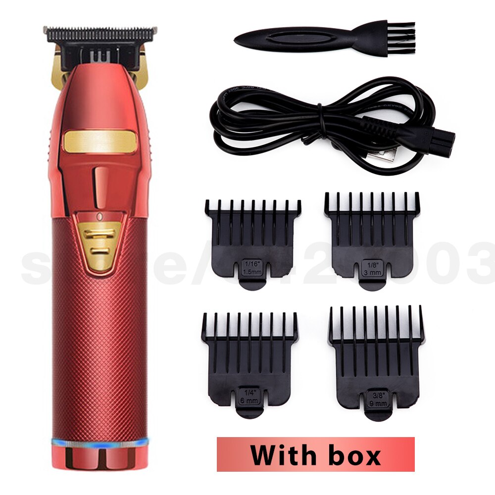 Cordless T-outliner Hair Clipper Barbershop For Men Hair Trimmer Electric Trimer Hair Cutter Machine Revised Blade: red
