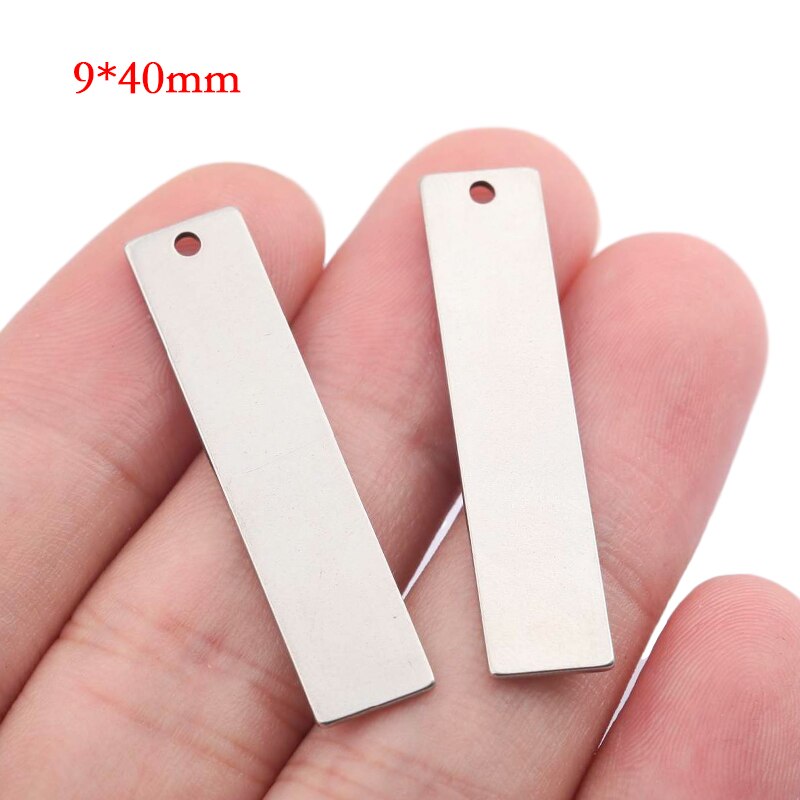 20 stuks roestvrijstalen rechthoekige metalen stempelplaten, labels, platte staafbedels, hangers, doe-het-zelf sieraden, 4 x 40mm 4 x 25mm 9 x 40mm: 940mm