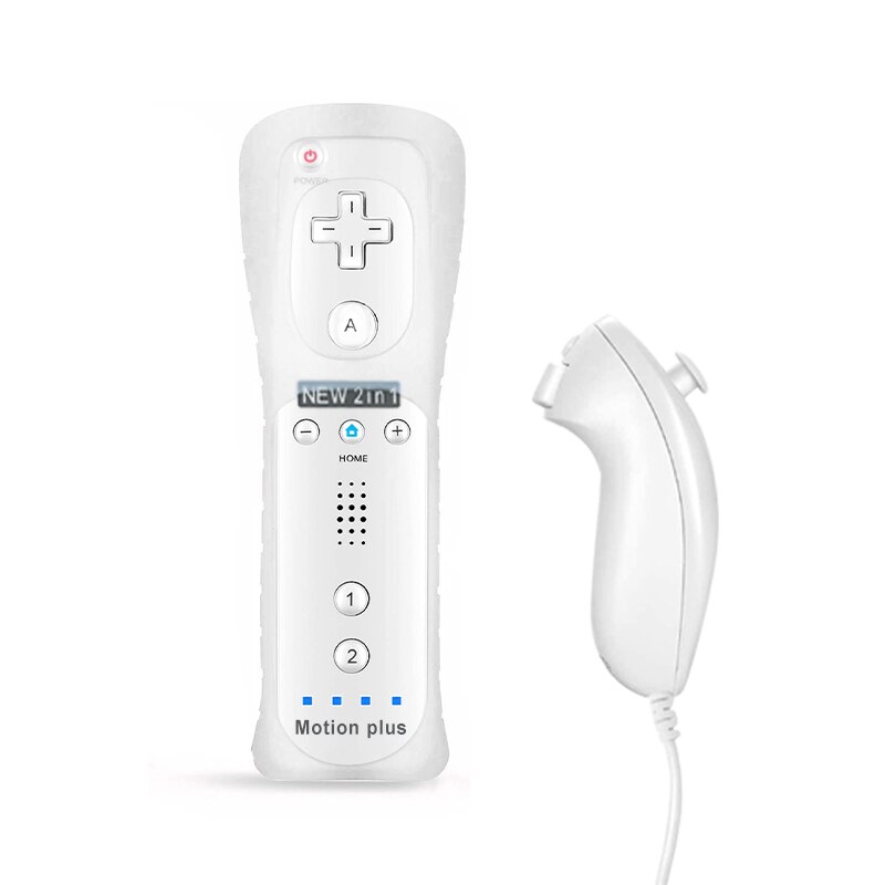 2/1PCS Remote Controller with Nunchuck Controller for Wii Console Wireless Gamepad with Motion Plus for Nintendo Games Control: White- 1 Set