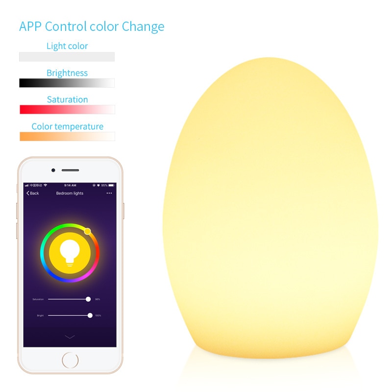Ellipse Shape WiFi Smart Table Lamp Compatible For Google Home Alexa Voice Control Touch LED Ambient Night Light APP Controlled