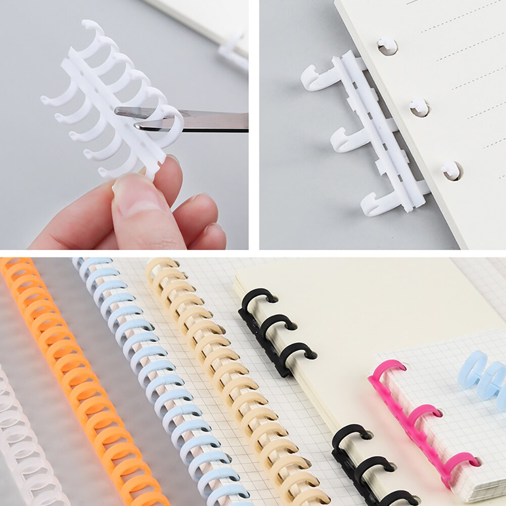 Anillo de encuadernación de plástico de hojas sueltas de 30 agujeros, anillos en espiral de resorte para 30 agujeros A4, A5, A6, papel, cuaderno, papelería, suministros de oficina, 20 Uds.