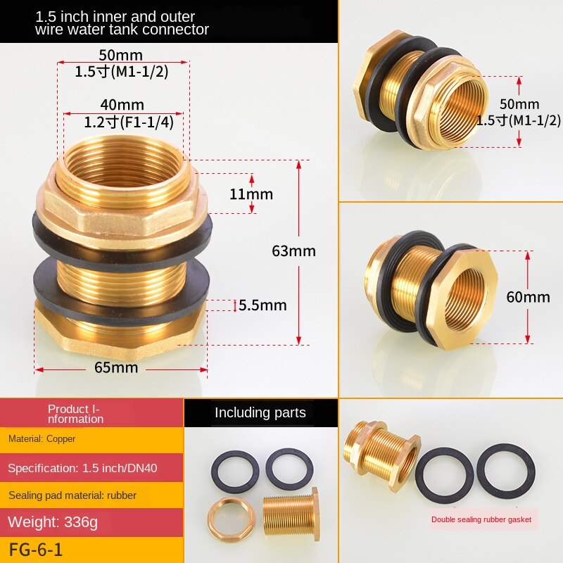 1/2IN 3/4IN 1 inch double outer wire connector outer teeth stainless steel water inlet and outlet water pipe fittings: 1.5 inch outer