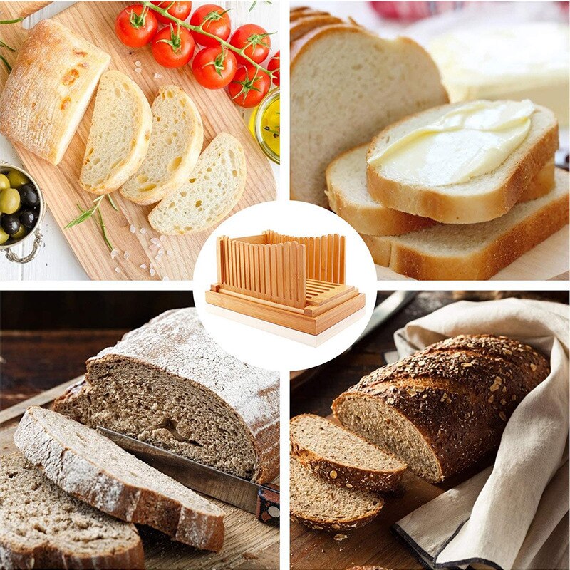 Natuurlijke Opvouwbare Bamboe Hout Brood Slicer Cutter Toast Loaf Cutting Guide Snijden Maker