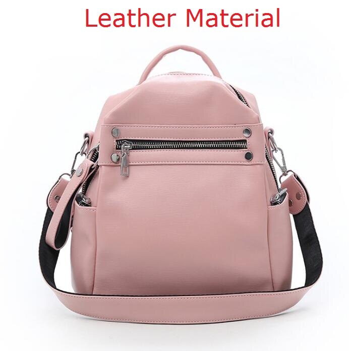 2020 nova mochila de couro feminino pano de náilon zíper pequeno bagpack sacos escolares casuais para meninas adolescentes viagem de volta pacote dg383: Leather pink