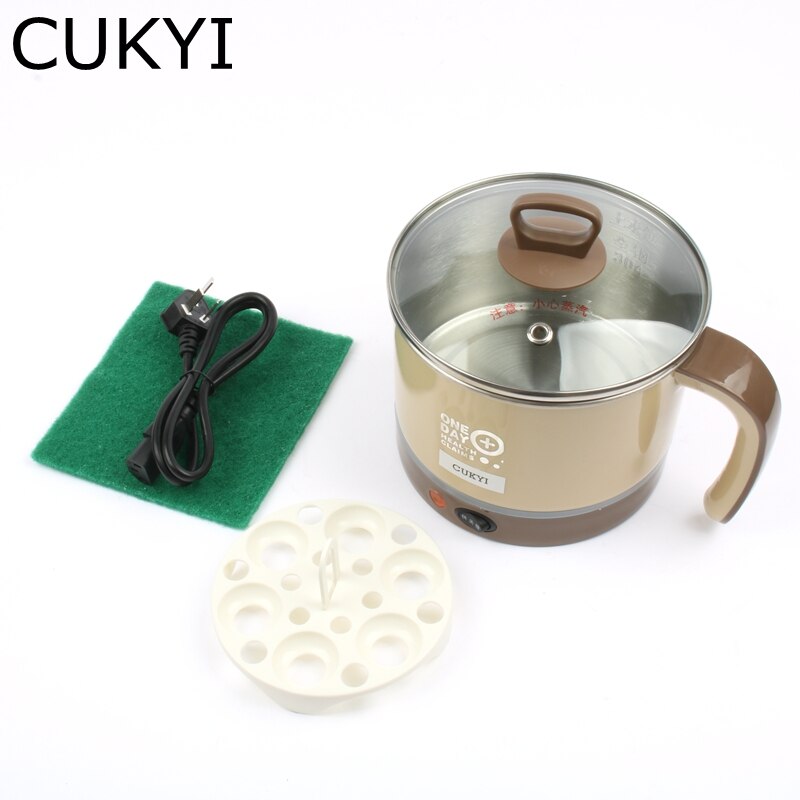 1.5L Household Electric Cooking Pot Boil Cup Fast Heat Skillet Thickened Stainless Steel liner Multifunction Rice Cooker Hotpot
