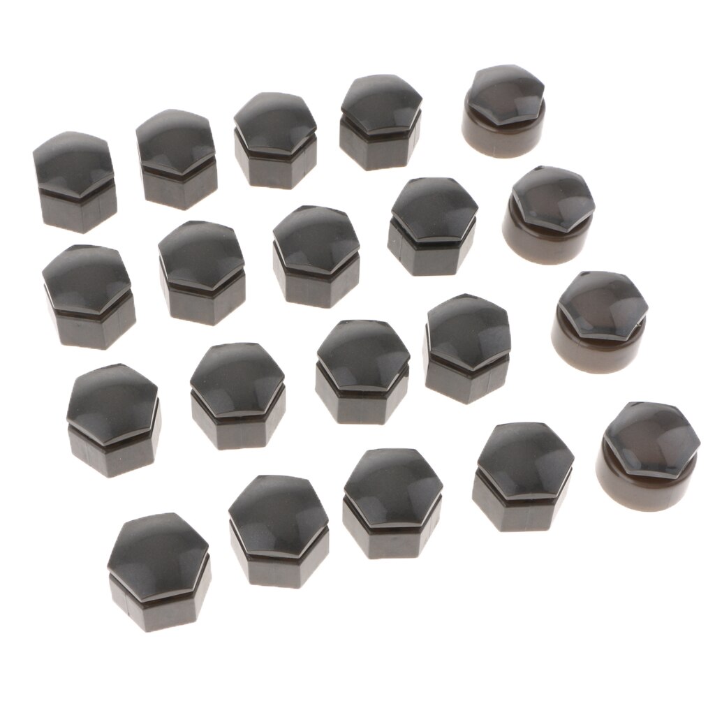 20Pcs 19mm Car Wheel Exterior Nut Caps Rims Auto Hub Screw Cover Gray