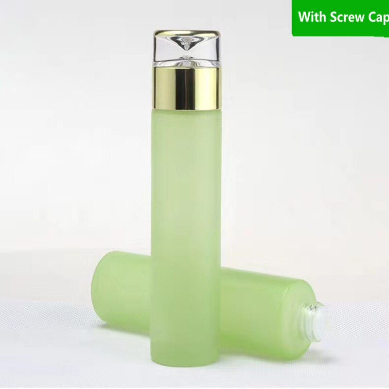 60ml flacons de lotion en verre cosmétique de luxe verts emballage cosmétique avec bouchon en plastique doré vide 30ml flacons pulvérisateurs en verre: 120ml / Avec couvercle à vis