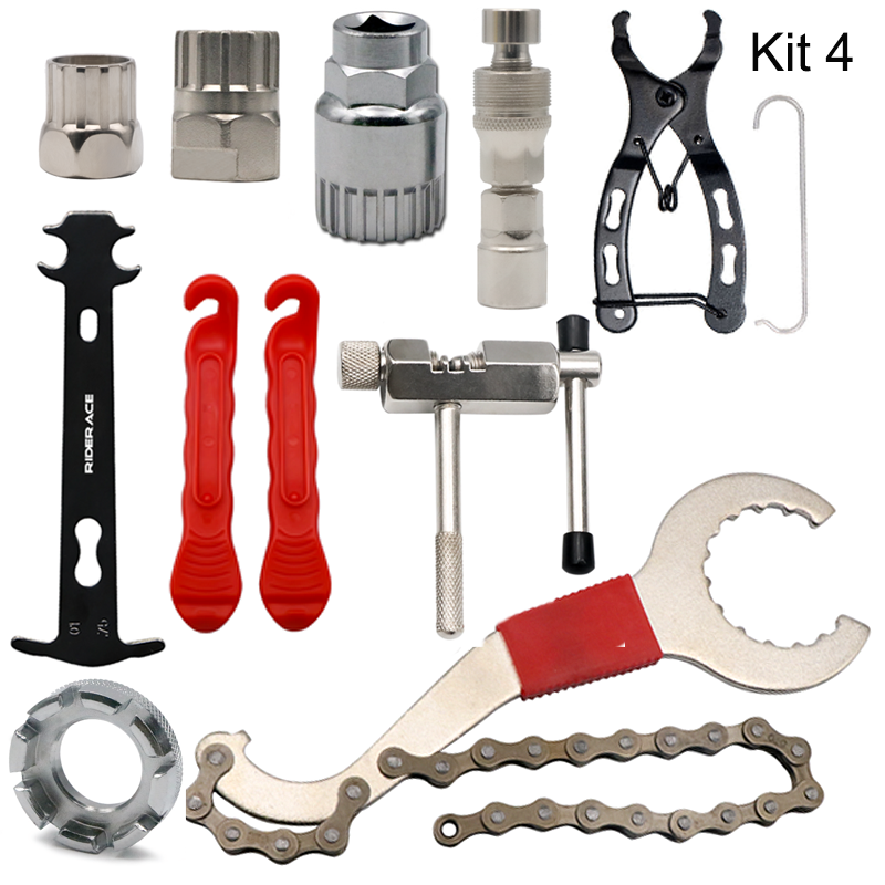 Bicycle Repair Tool Kits Bike Chain Measuring Ruler Crank Puller Extractor Chain Cutter Flywheel Remover Cycling Repair Parts: GRAY