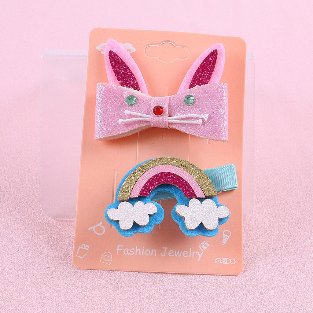 Crianças infantil bebê meninas dos desenhos animados arco-íris hairclip hairpin barrettes headwear conjunto infantil bebê meninas hairclip acessórios do bebê: B