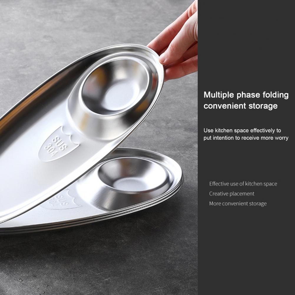 Plato ovalado para aperitivos de acero inoxidable 304, plato para servir comida, postre, salsa, Sushi, cocina, ensaladas