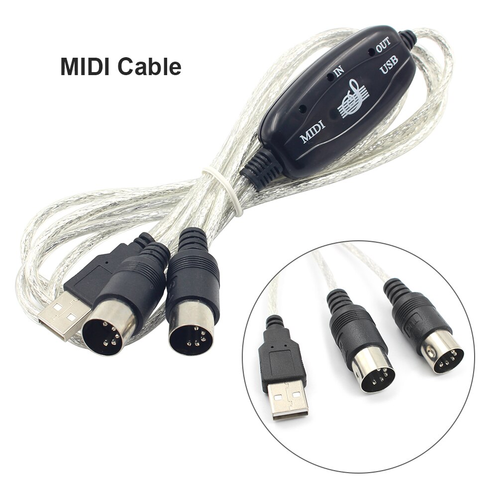 Professionele Usb In-Out Midi Adapter Kabel Pc Naar Music Elektronische Keyboard Converter Cord Ondersteunt Voor Windows 7/ 10/ 98SE/Me: A