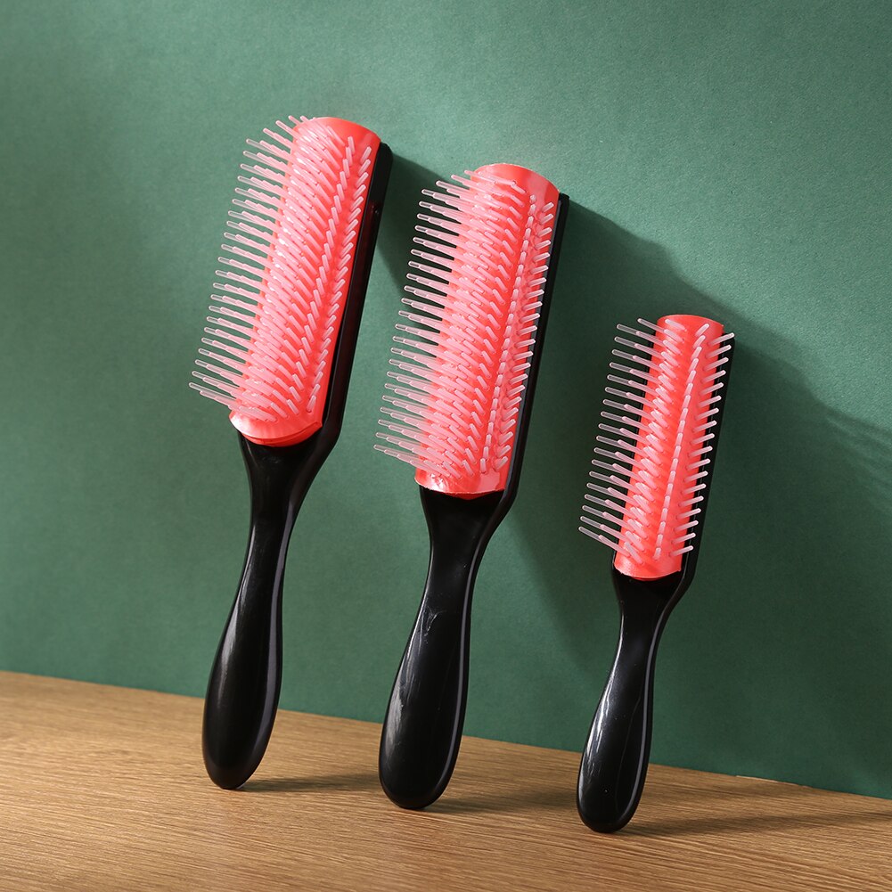 9-Row Detangling Hair Brush Rat Tail Hair Comb Styling Hairbrush Straight Curly Wet Hair Scalp Massage Brush for Women