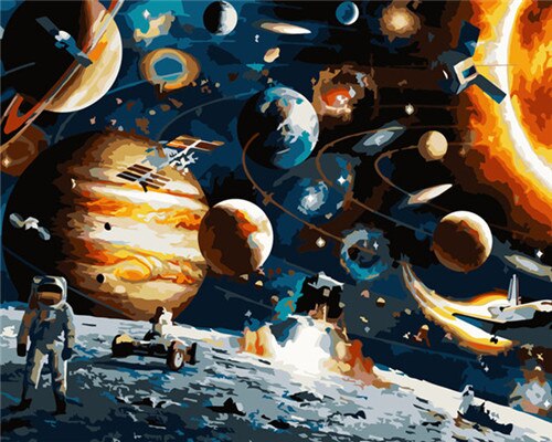 Pintura al óleo AZQSD por número, imagen DIY de arte de pared de planeta para la sala de estar, decoración del hogar, colorear por números, paisaje, único: SZGD7652