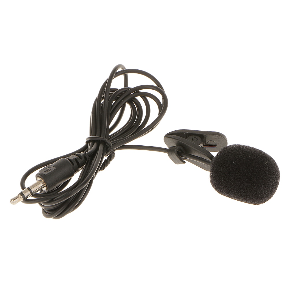 3.5mm Jack Plug Mini Clip On Microphone Mic With Tie Collar Shirt Clip Black