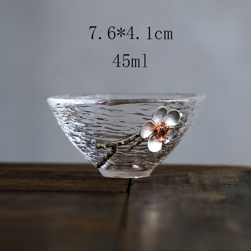 Hammarformad glas tekopp japansk stil plåtblomma högtemperaturglas tekopp exklusiva dekorativa koppar: 2