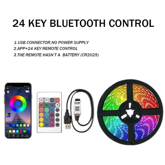 Tira de luces LED RGB 5050 aplicación Bluetooth Control remoto IR USB 1M 2M 3M 4M 5M 10M 15M 20M 25M 30M Festival Deco retroiluminación para el hogar: De Color3 / 1 m