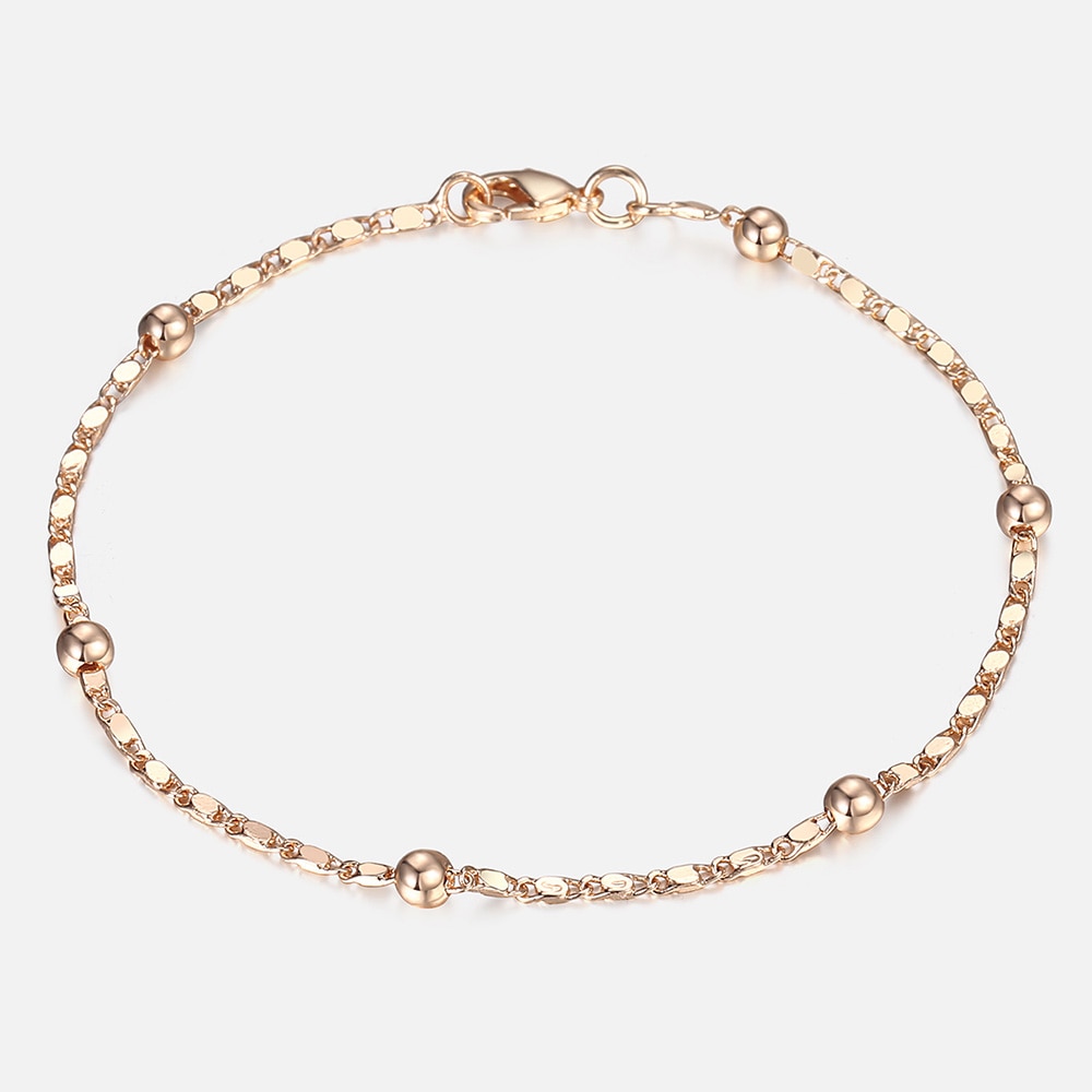 2mm mince Marina lien chaîne 585 or Rose Bracelet pour femmes filles femme Bracelet bijoux saint valentin 20cm CB11