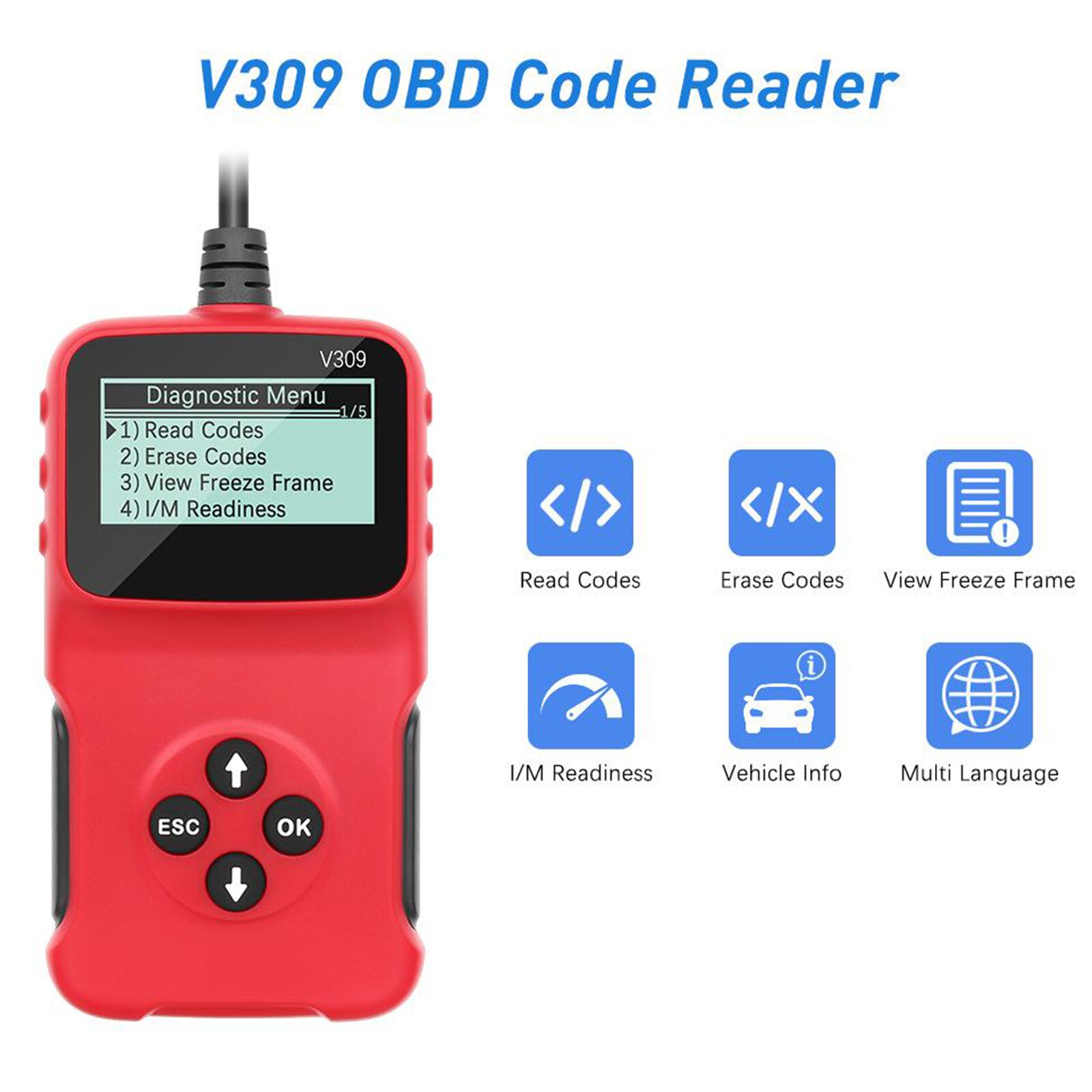 OBDII Scanner Code Reader Scan Reset Tool Engine Fault Diagnostic Tool