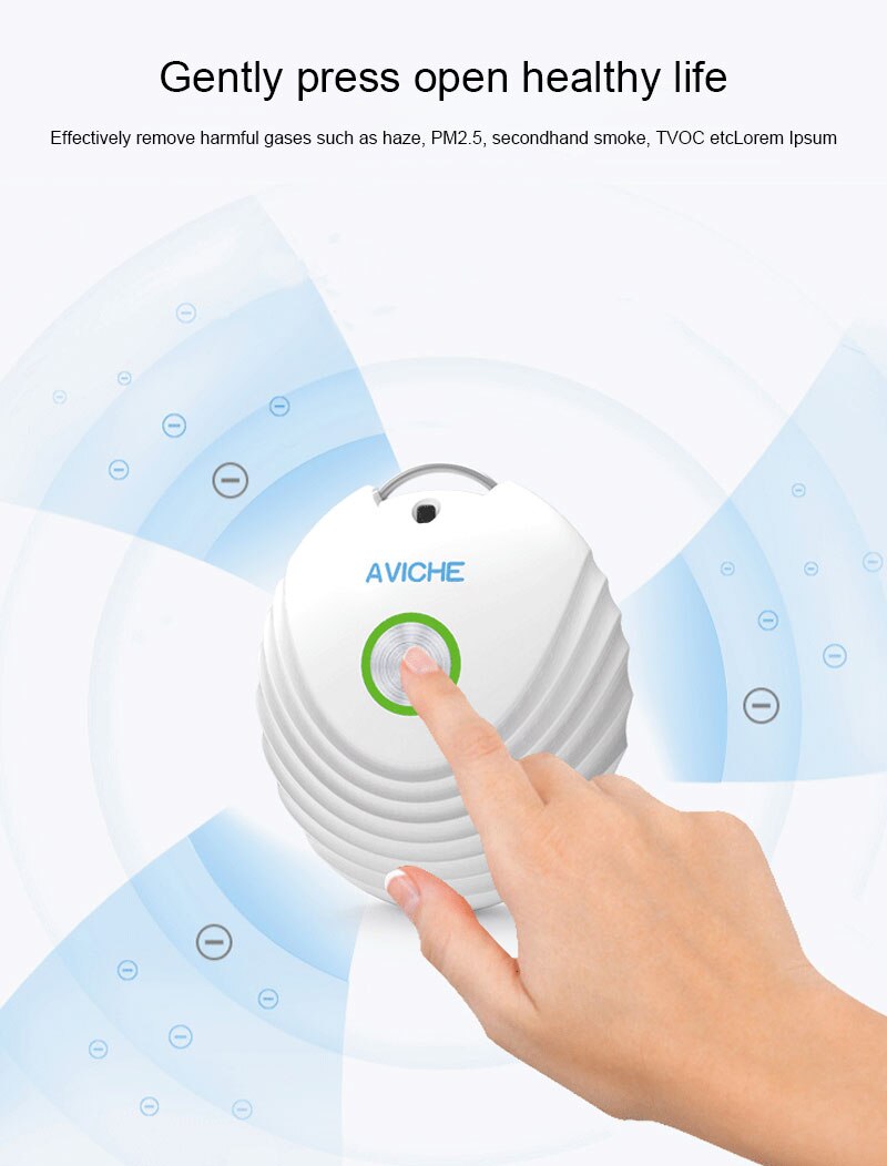 AVICHE W3 Personal Air Purifier Wearable Air Purifier Necklace Mini Negative Ion Generator Rechargeable
