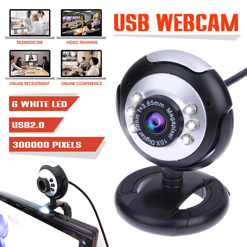 USB 2.0 HD Webcam With LED Light 300000 Pixels USB Digital Camera Video Recording Web Camera with Microphone For PC Computer