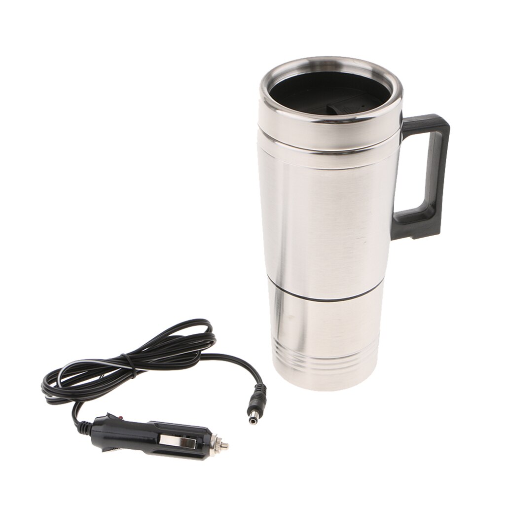 12v Electric Heating Cup Car Electric Thermal Heated Travel Mug Cup for Van Caravan Stainless Steel Travel Mugs