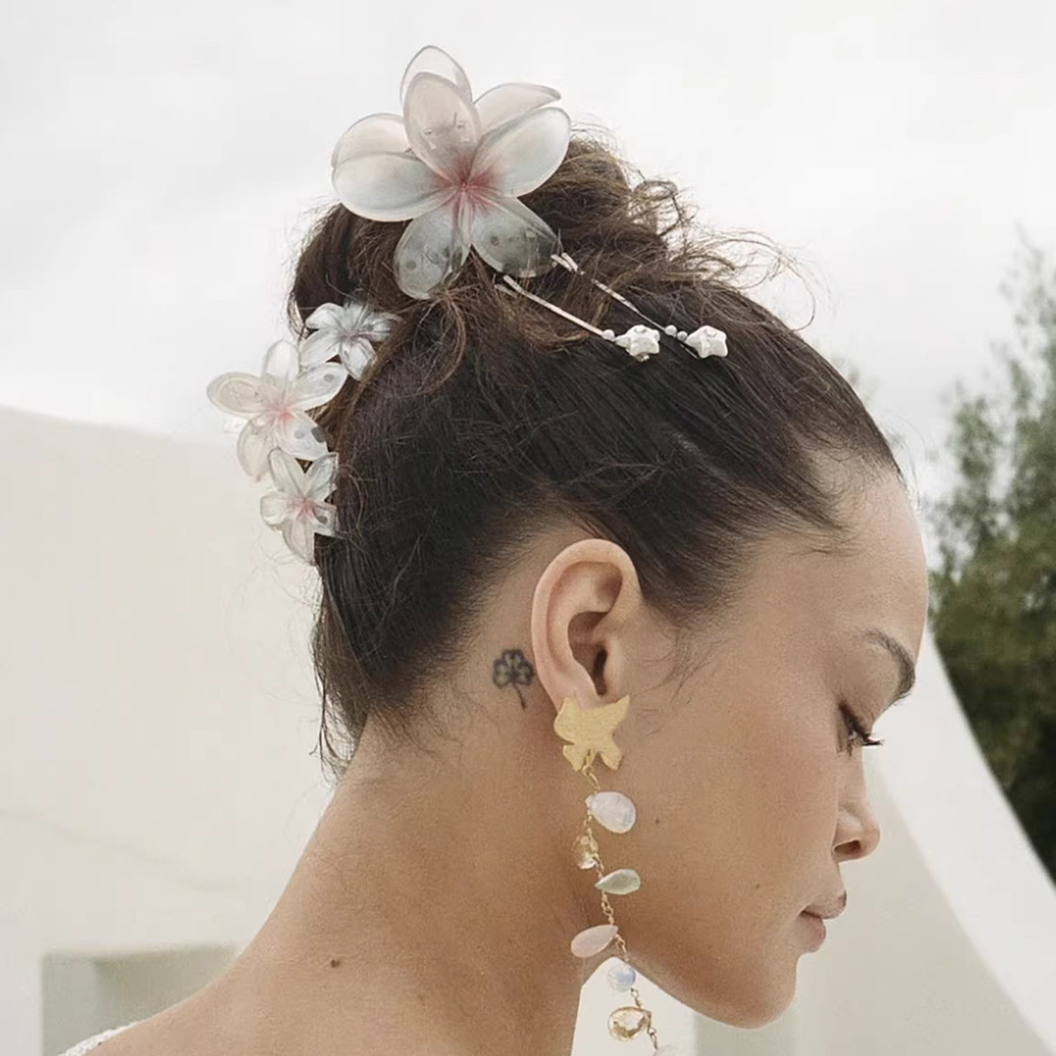 Bohemia Style Flower Hair Claws para mulheres, Crab Clamp, presilhas, gradiente hairpin, grampos de cabelo, praia havaiana, acessórios para meninas