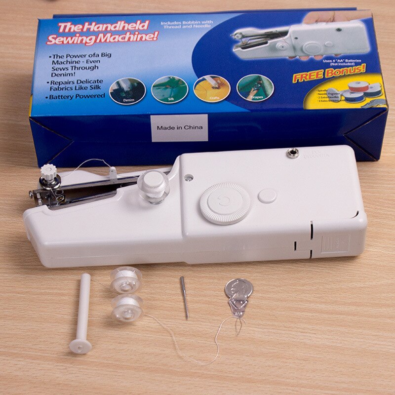 Mini Hand Sewing Machine Portable Quick Handy Stitch Sew Needlework Cordless Clothes Fabrics Household Electric Sewing Machine: Default Title