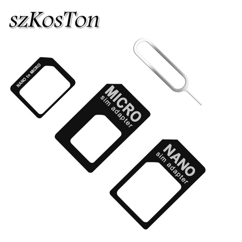 4in1 Micro Nano SIM Card Adapter Connector Converteren Nano Sim-kaart naar Micro Standaard Adapter Voor iPhone 6 7 plus huawei P8 Xiaomi