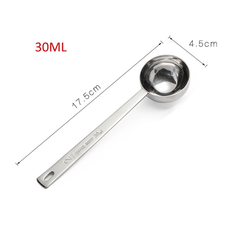 1 uds, cuchara de bolas de helado de acero inoxidable para café, cucharadas de té medidoras con Clip, cucharas medidoras, herramienta de cocina: 30ML (No Clip)
