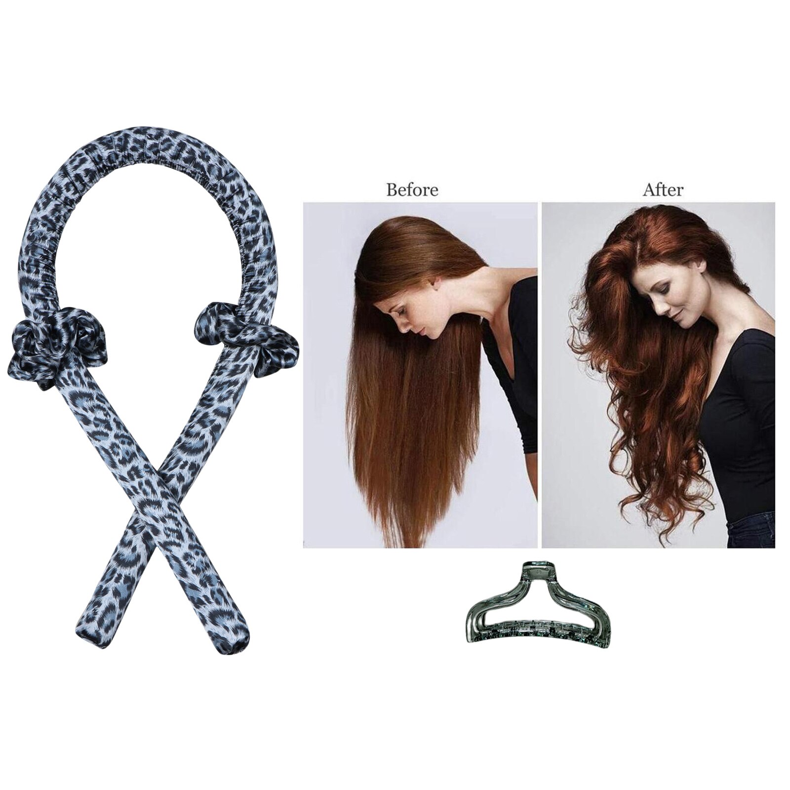 Heatless Curling Rod Headband No Heat Curls Hair Rollers Sleeping Soft Headband Hair Curlers Hair Styling Tools: Grey Leopard