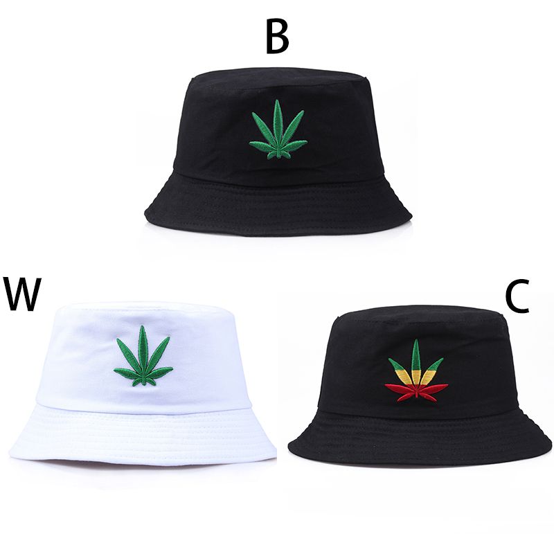 Sport Bucket Hat Maple Leaf Embroidered Packable Foldable Sunshade Cotton Cap For Lovers