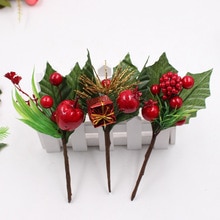 Red Artificial Stamen Berries Flower Branch For Valentine's Day DIY Box Craft Flower Wedding Christmas Decor Photo Props