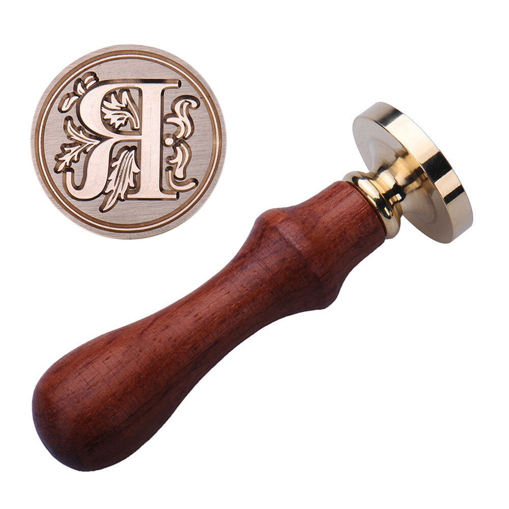 Retro timbro di legno classico 24 lettera A-Z alfabeto iniziale sigillo di cera sigillo timbro antico sigillo Post decorativo antico timbro regali: R