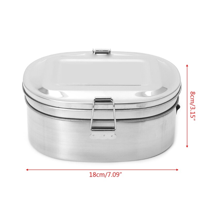 Stainless Steel Square Lunch Box Bento Food Picnic Container Travel 1/2 Layer M2EF